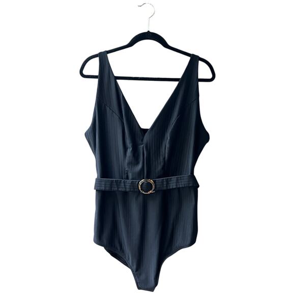 CITY CHIC COLLECTIVE Java White Stripes Women's Large Bathing Swim Suit - Picture 3 of 15